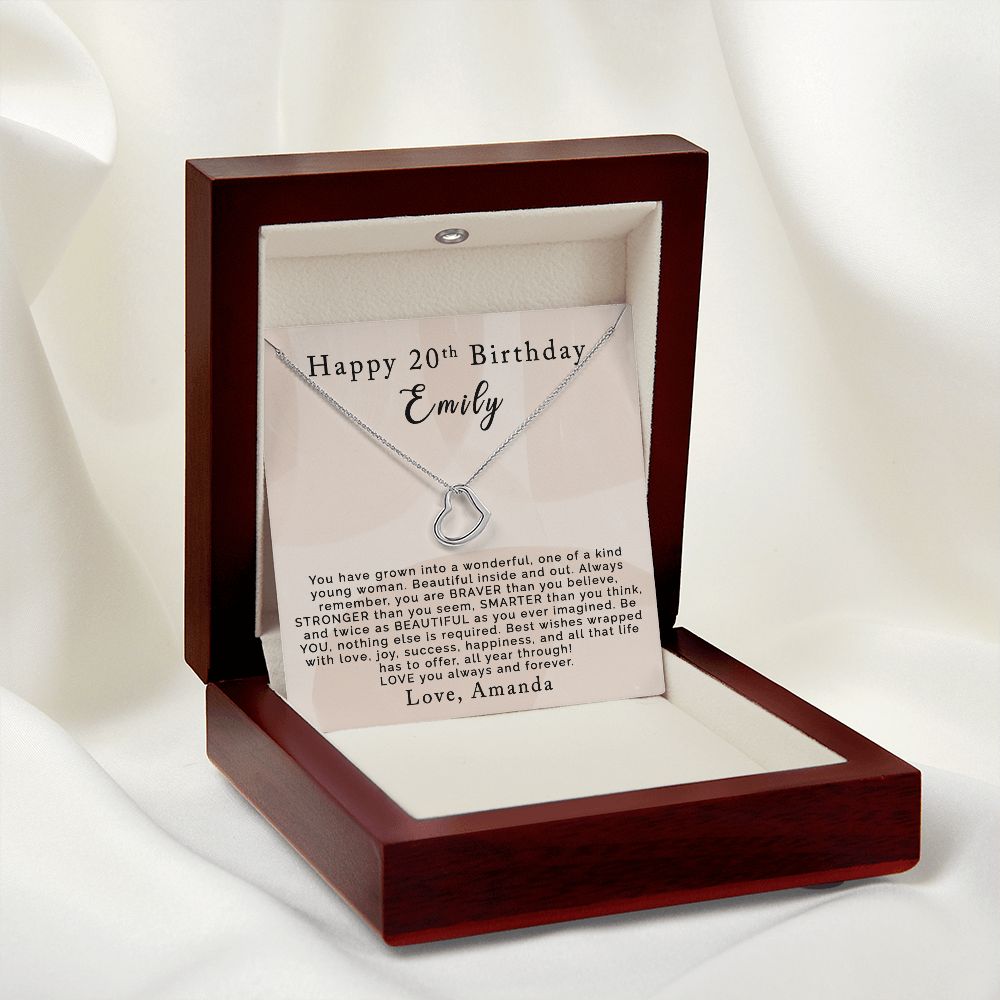 Happy 20th Birthday | Personalized | Delicate Heart Necklace - Julri Box