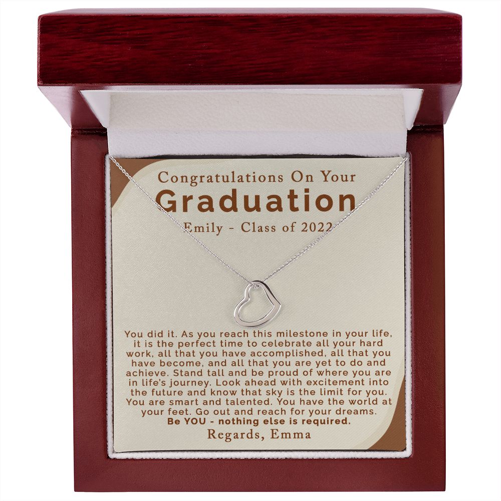 Graduation | Personalized | Delicate Heart Necklace - Julri Box