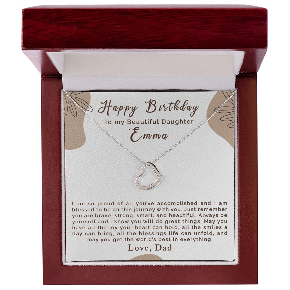 Happy Birthday To My Beautiful Daughter | Personalized | Delicate Heart Necklace - Julri Box