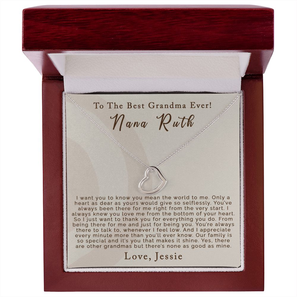 To The Best Grandma | Personalized | Delicate Heart Necklace - Julri Box