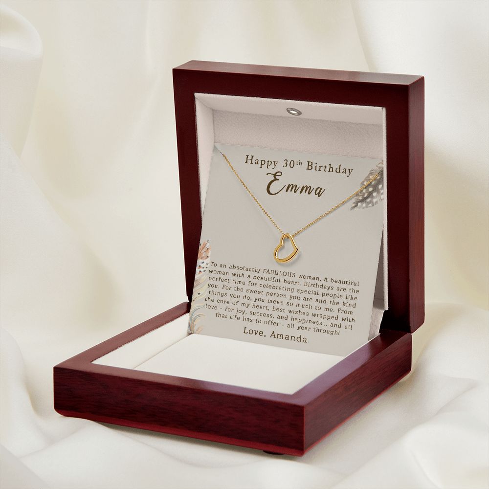 Happy 30th Birthday | Personalized | Delicate Heart Necklace - Julri Box