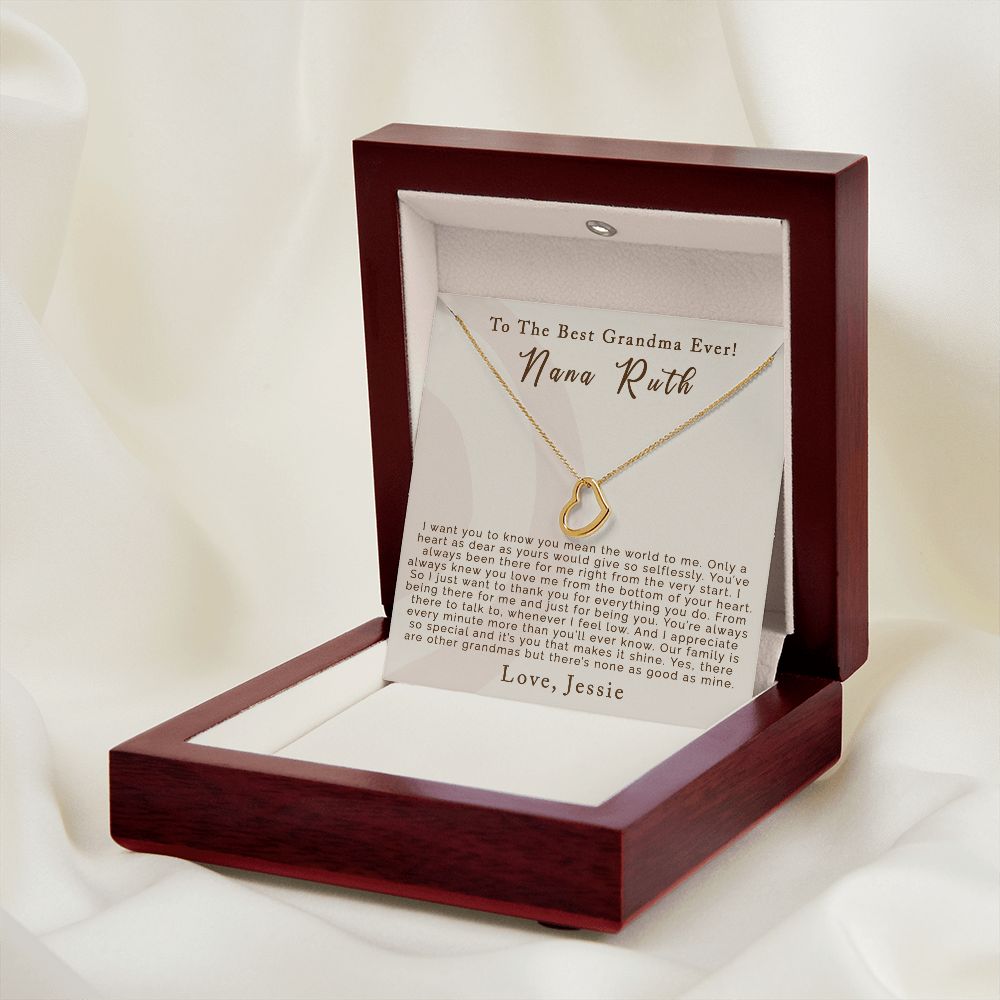 To The Best Grandma | Personalized | Delicate Heart Necklace - Julri Box