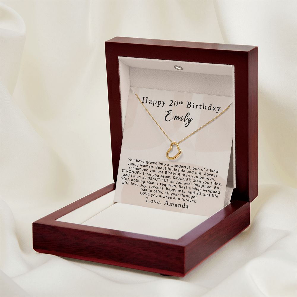 Happy 20th Birthday | Personalized | Delicate Heart Necklace - Julri Box