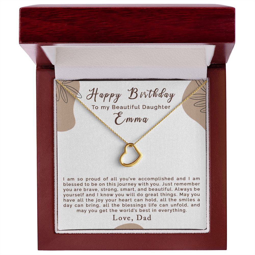 Happy Birthday To My Beautiful Daughter | Personalized | Delicate Heart Necklace - Julri Box