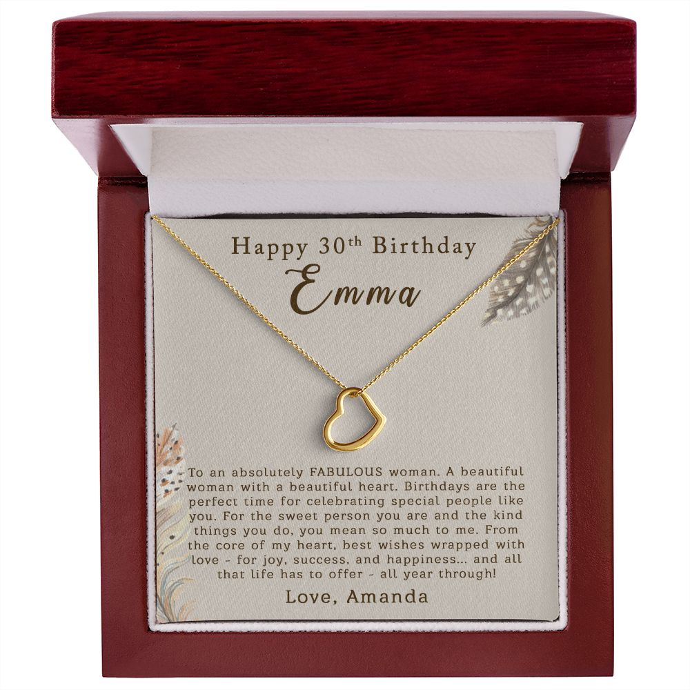 Happy 30th Birthday | Personalized | Delicate Heart Necklace - Julri Box