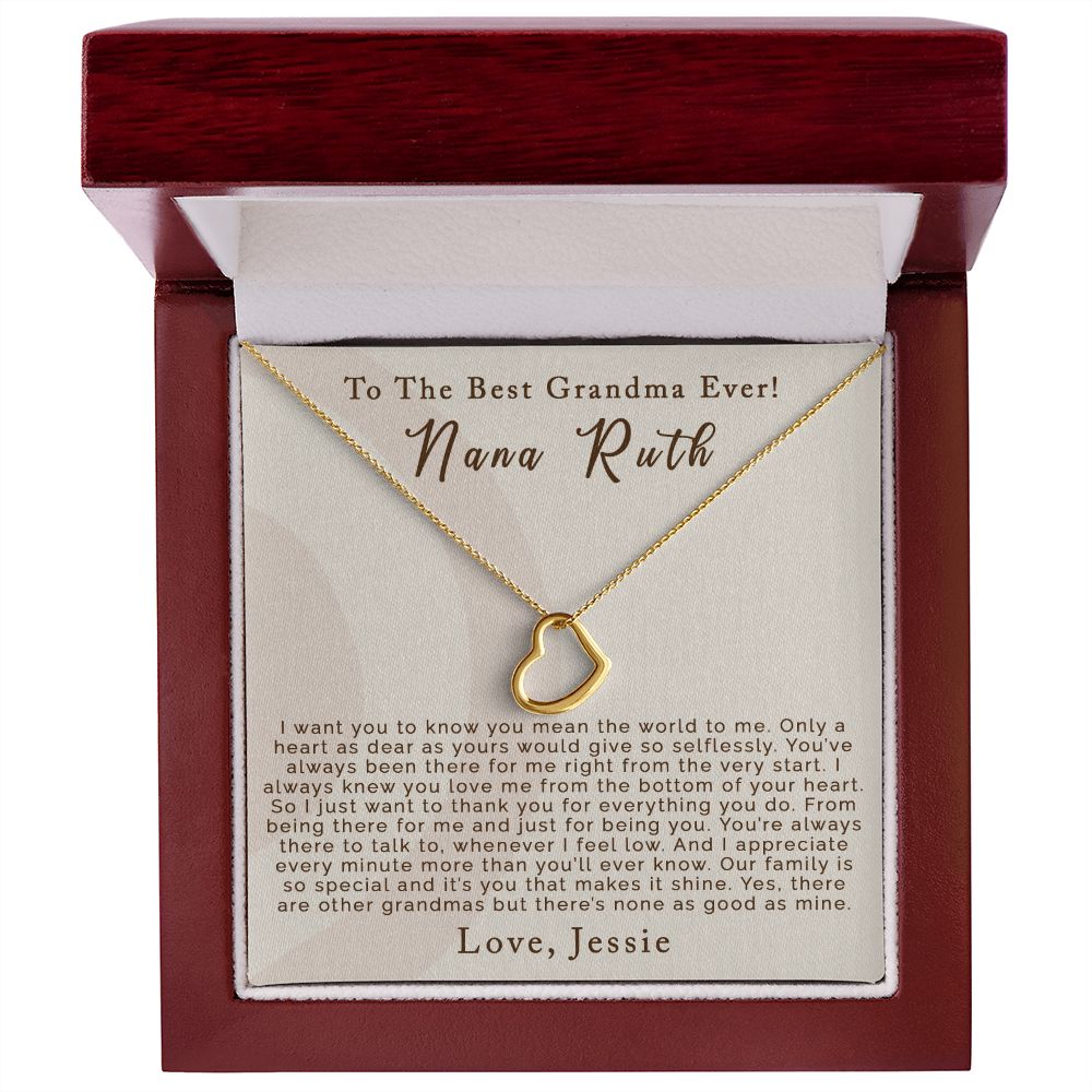 To The Best Grandma | Personalized | Delicate Heart Necklace - Julri Box