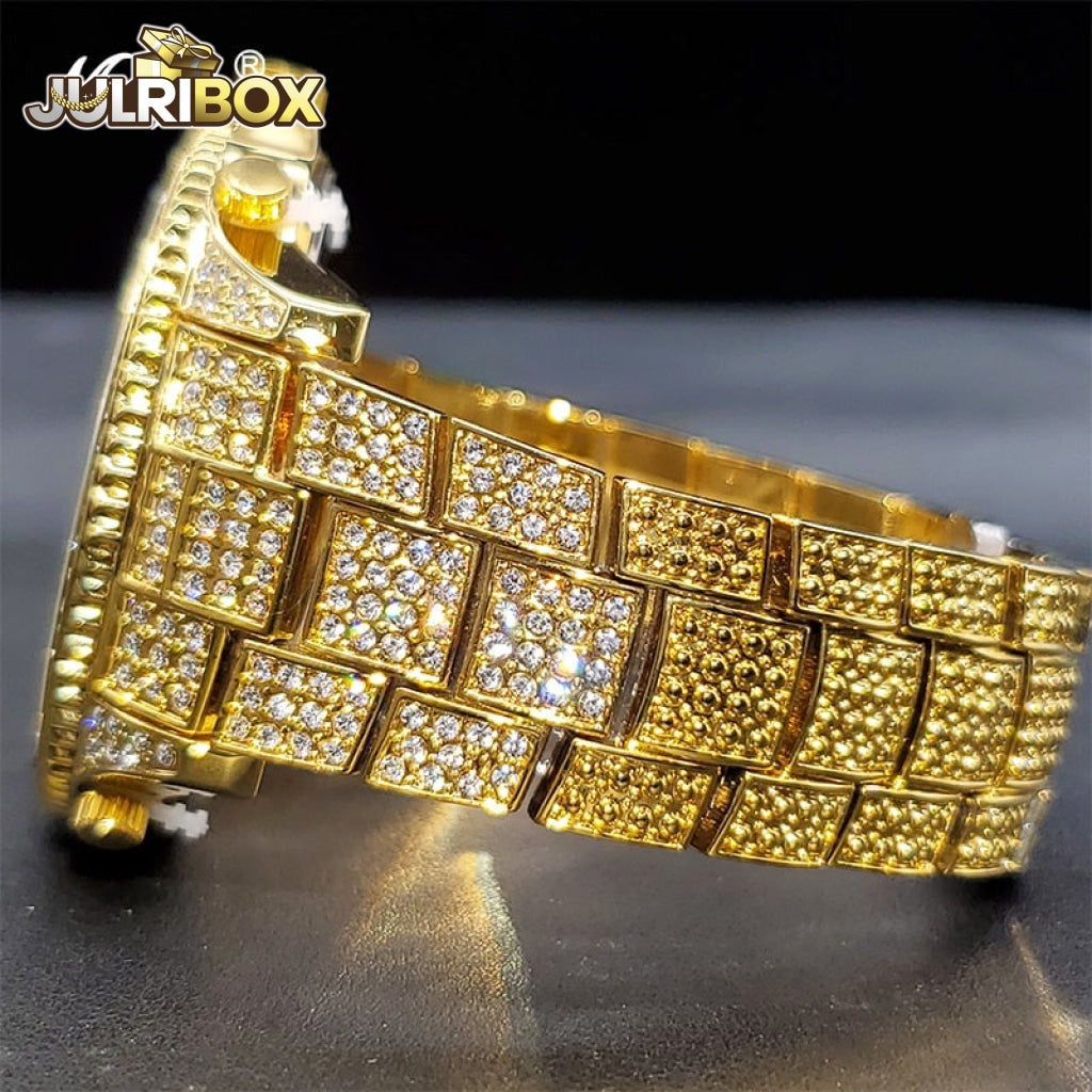 Big Luxury Watch | Mens Cuban 18K Gold Watches Strap Multiple Time