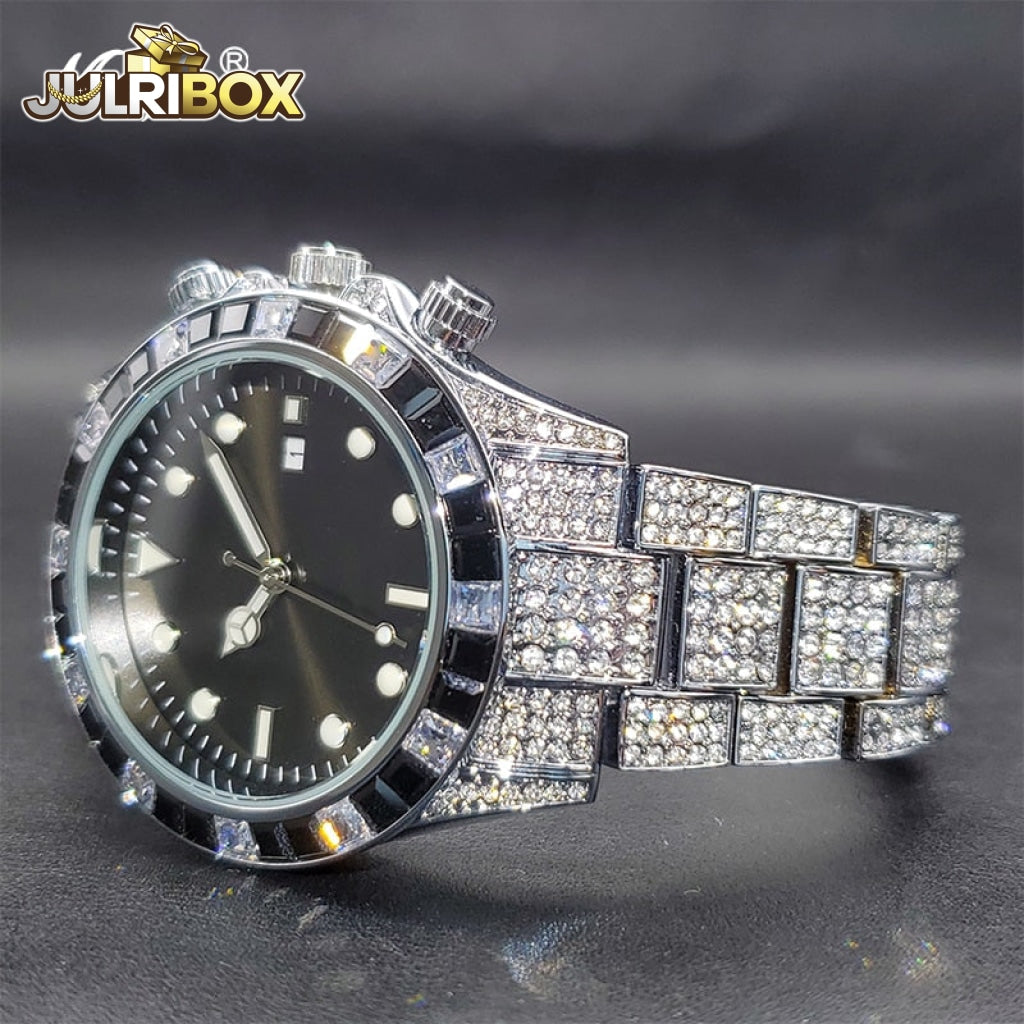 Luxury Classic Design Watch | Black Diamond Watches Iced Out Brands Mens Baguette For Sale