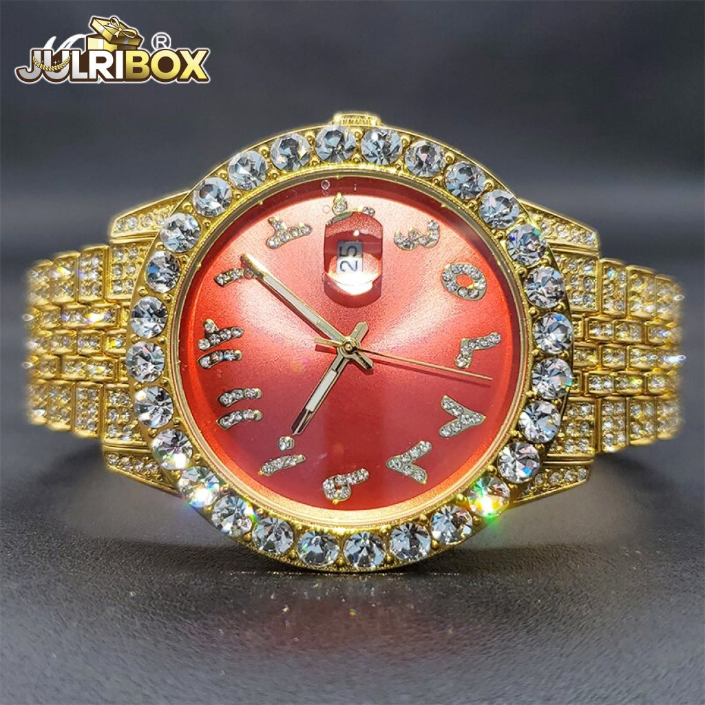 Luxury Elegant Watch | Designer Brand Iced Out Diamond 3066Red-Gold