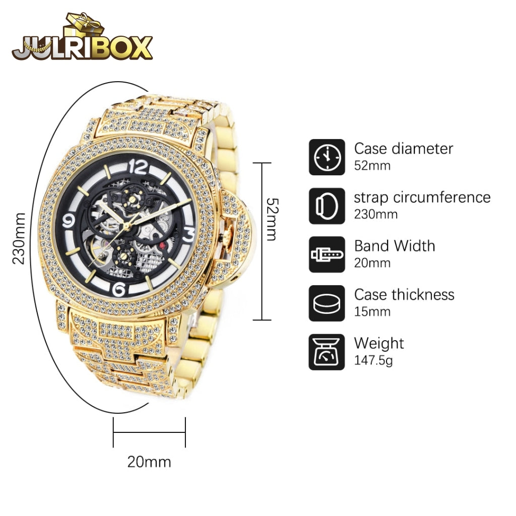 Mechanical Watch | Watches Diamond Automatic Watches Hip Hop Big Wrist Skeleton Movement